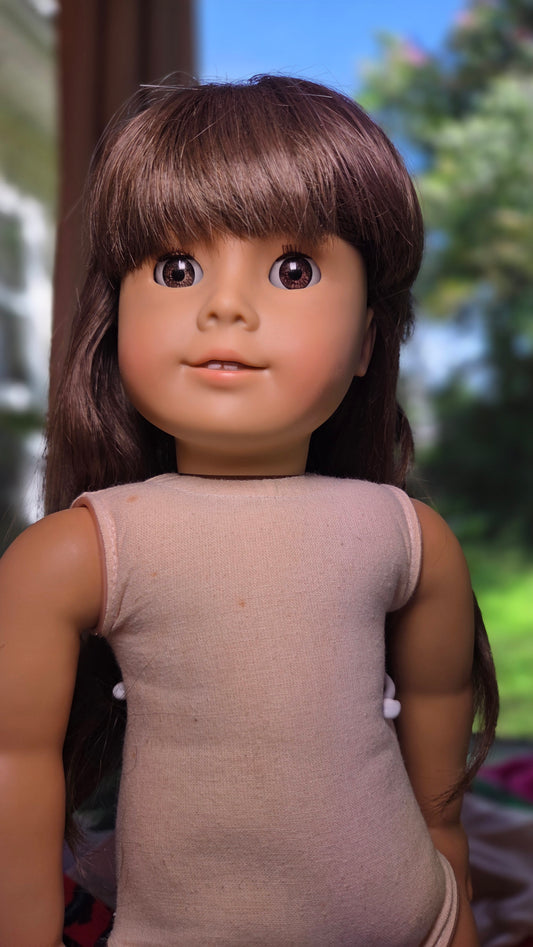 Pleasant Company White Body Samantha Doll – Light Brown Eyes, Light Brown Hair (1980s)